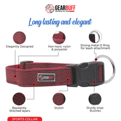 Gearbuff Sports Dog Collar | Adjustable Neck Collar for All Dogs | Light Weight | Durable, Comfortable & Safe | Dog Training Collar | Pet Skin & Fur-Coat Friendly