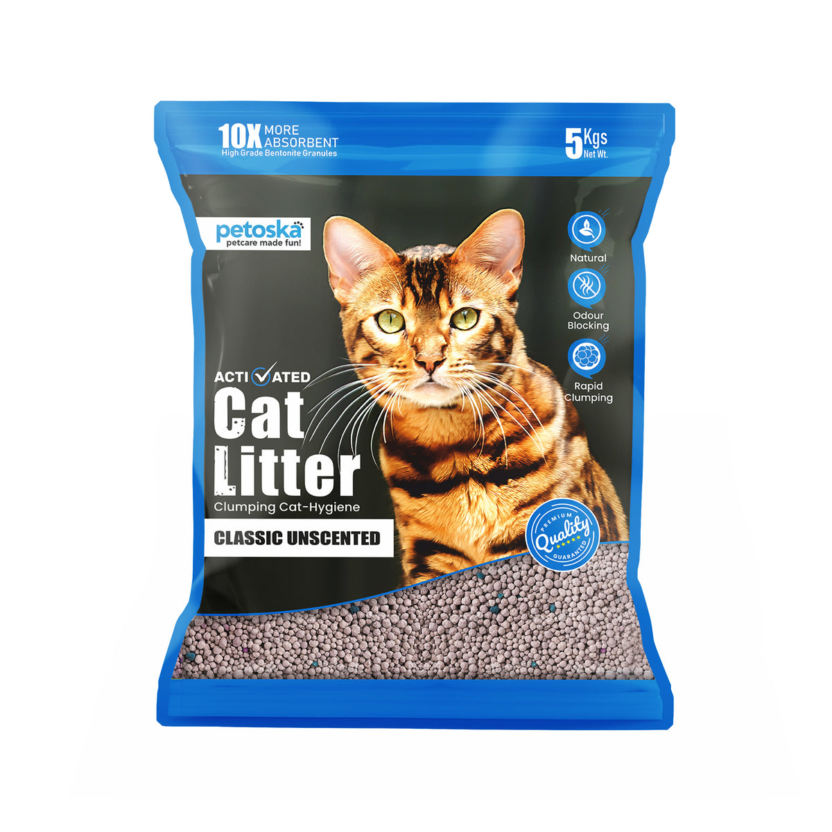 Maissen Activated Cat Litter- 5Kg | Scoopable Bentonite Clay Cat Litter | Clumping Natural & Unscented Litter | 99.9% Dust Free | Odour Control