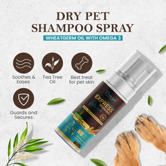 Bathright Dry Shampoo 150 ml for Dogs & Cats | Express Waterless | Natural Dry Pet Shampoo Spray | Wheatgerm Oil & Tea Tree Oil | Non-Toxic Hygiene for Pet Care