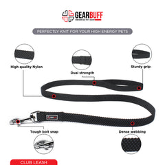 Gearbuff Club Dog Leash | Superior Grade | Extra Durable | Pet Safety Accessory | Leash for All Dogs | Walking & Training Belts | Break Resistant & Fade Resistant | Comfortable