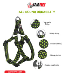 Gearbuff Club Range of Harness | Adjustable | Breakproof | Escape Proof Dog Harness for All Dog Pets| Dog Essentials | Walking & Training | Soft Textured Chest Harness | Easy Maintenance