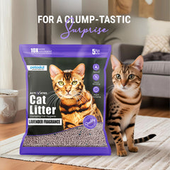 Petoska Activated Cat Litter Quick Clumping Low Dust & Odor Locking for Cats, Unscented & Lavender Fragrance, (2 Packs of 5Kg)