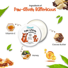 Bathright Pet Paw Butter 50 gm | Natural Paw Butter for Dogs & Cats | Moisturizes, Nourishes & Softens Dry Chapped Paws | Paw Cream with Honey, Cocoa Butter, Vitamin E | Pet Care Grooming