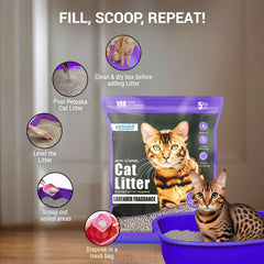 Petoska Activated Cat Litter Quick Clumping Low Dust & Odor Locking for Cats, Lavender Fragrance- 5Kg