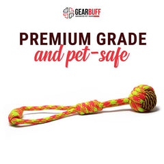 Gearbuff Single Knot Rope Toy with Handle, Small, Flouro Green Pink