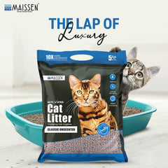 Maissen Activated Cat Litter- 5Kg | Scoopable Bentonite Clay Cat Litter | Clumping Natural & Unscented Litter | 99.9% Dust Free | Odour Control | Pack of 2
