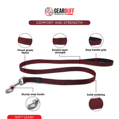 Gearbuff Soft Dog Leash | Superior Grade Pet Safety Accessory | Doggy Leash for All Dogs | Walking & Training Belts | Break Resistant & Fade Resistant | Comfortable