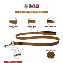 Gearbuff Soft Dog Leash | Superior Grade Pet Safety Accessory | Doggy Leash for All Dogs | Walking & Training Belts | Break Resistant & Fade Resistant | Comfortable