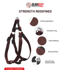 Gearbuff Classic Step-in Dog Harness| Escape Proof Dog Harness | Adjustable | Dog Essentials | Walking & Training | Break Resistant & Fade Resistant| Comfortable Chest Harness