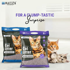 Maissen Activated Cat Litter- 5Kg | Lavender Fragrance | Scoopable Bentonite Clay Cat Litter | Clumping Natural & Scented Litter | 99.9% Dust Free | Odour Control | Pack of 4