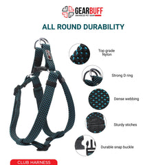 Gearbuff Club Range of Harness | Adjustable | Breakproof | Escape Proof Dog Harness for All Dog Pets| Dog Essentials | Walking & Training | Soft Textured Chest Harness | Easy Maintenance