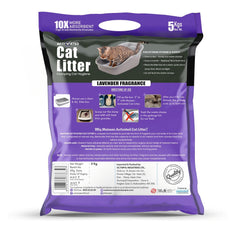 Maissen Activated Cat Litter- 5Kg | Lavender Fragrance | Scoopable Bentonite Clay Cat Litter | Clumping Natural & Scented Litter | 99.9% Dust Free | Odour Control | Pack of 4