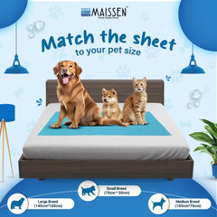 Maissen Pet Dry Sheet | for All Pets | Waterproof Reusable Pee Pads for Dogs | Washable Pet Dry Sheet | Training Pads for Dogs | Odor Remover | Dog Mat | Large - Blue | (140cm - 100cm) | Pack of 2