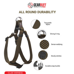 Gearbuff Club Range of Harness | Adjustable | Breakproof | Escape Proof Dog Harness for All Dog Pets| Dog Essentials | Walking & Training | Soft Textured Chest Harness | Easy Maintenance