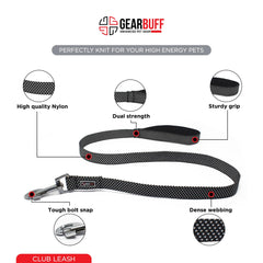 Gearbuff Club Dog Leash | Superior Grade | Extra Durable | Pet Safety Accessory | Leash for All Dogs | Walking & Training Belts | Break Resistant & Fade Resistant | Comfortable