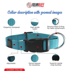 Gearbuff Classic Dog Collar | Adjustable Neck Collar for All Dogs | Extra Durable & Comfortable | Dog Training Collar | Pet Skin & Fur-Coat Friendly | Light Weight