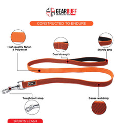 Gearbuff Sports Dog Leash | Superior Grade | Extra Durable | Pet Safety Accessory | Leash for All Dogs | Walking & Training Belts | Break Resistant & Fade Resistant | Comfortable