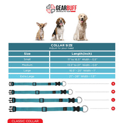 Gearbuff Classic Dog Collar | Adjustable Neck Collar for All Dogs | Extra Durable & Comfortable | Dog Training Collar | Pet Skin & Fur-Coat Friendly | Light Weight