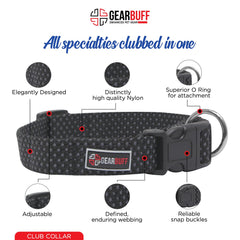 Gearbuff Club Dog Collar | Adjustable Neck Collar for All Dogs | Light Weight | Durable, Comfortable & Safe | Dog Training Collar | Pet Skin & Fur-Coat Friendly