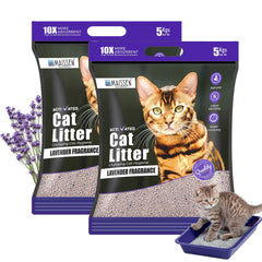 Maissen Activated Cat Litter- 5Kg | Lavender Fragrance | Scoopable Bentonite Clay Cat Litter | Clumping Natural & Scented Litter | 99.9% Dust Free | Odour Control | Pack of 2