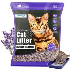 Petoska Activated Cat Litter Quick Clumping Low Dust & Odor Locking for Cats, Lavender Fragrance- 5Kg