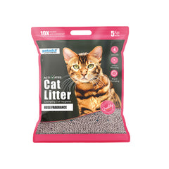 Petoska Activated Cat Litter Quick Clumping Low Dust & Odor Locking for Cats, Rose- 5Kg