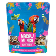 Nutribles Macaw Munch- 450GMS | With 14 Natural Seeds Mix | Surge Of Seeds For Macaw Parrot | Supports Mental & Physical Stimulation | Prevents Overgrowth | For Macaws and other Parrots