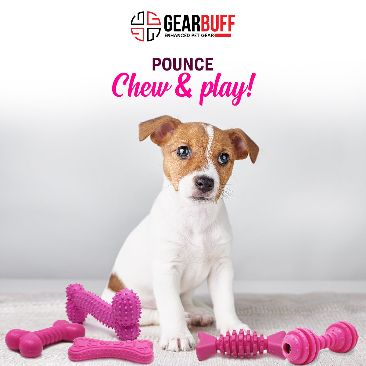 Gearbuff Dog Chew - Pink Set Pounce