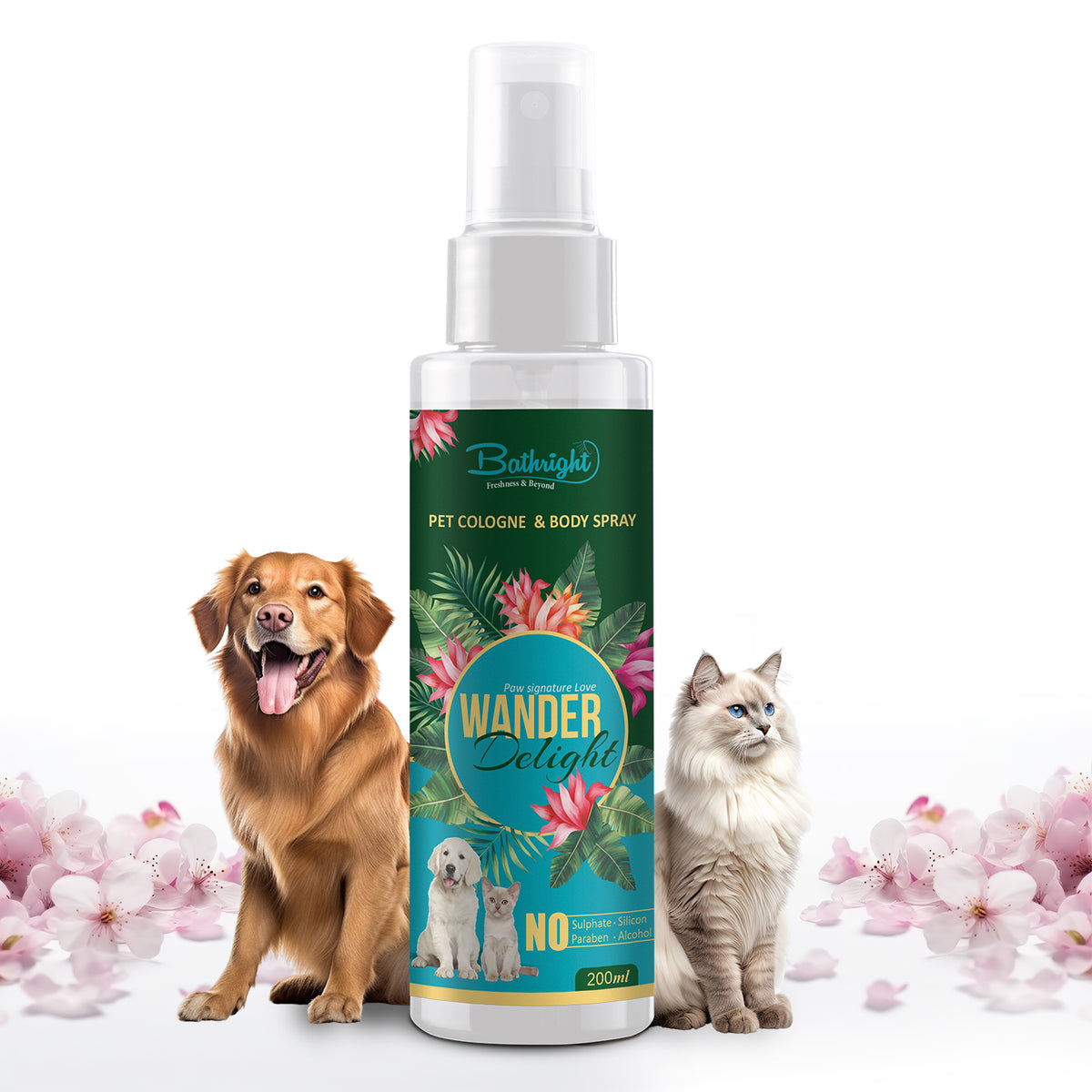 Bathright Wander Delight- 60 Ml | Pet Cologne And Body Spray For All Pets | Ph Balancing | Natural, Pet Safe Odour Remover | Cat/Dog Deodorant Spray | Long Lasting Dog Perfume Spray | Keeps Pet Fresh
