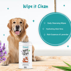 Bathright Pet Wipes | 80 N Cat & Dog Wipes | Aloe Vera & Fresh Lavender | pH Balance | Dry Bath, Ear & Paw | Wet Wipes for Cleaning & Deodorizing | Hygiene Cleaning Essentials, 15 x 20 CM