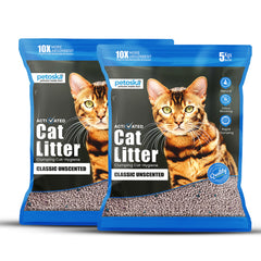 Petoska Activated Cat Litter Quick Clumping Low Dust & Odor Locking for Cats, Unscented - 5Kg