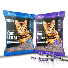 Petoska Activated Cat Litter Quick Clumping Low Dust & Odor Locking for Cats, Unscented & Lavender Fragrance, (2 Packs of 5Kg)