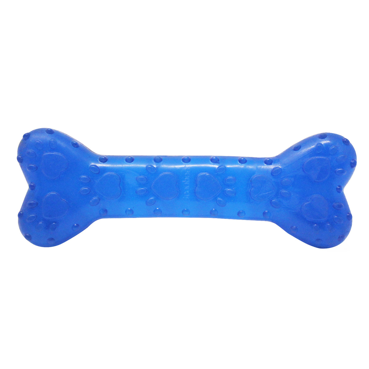 Gearbuff Paw Printed Transparent Bone Toy,Small, Blue