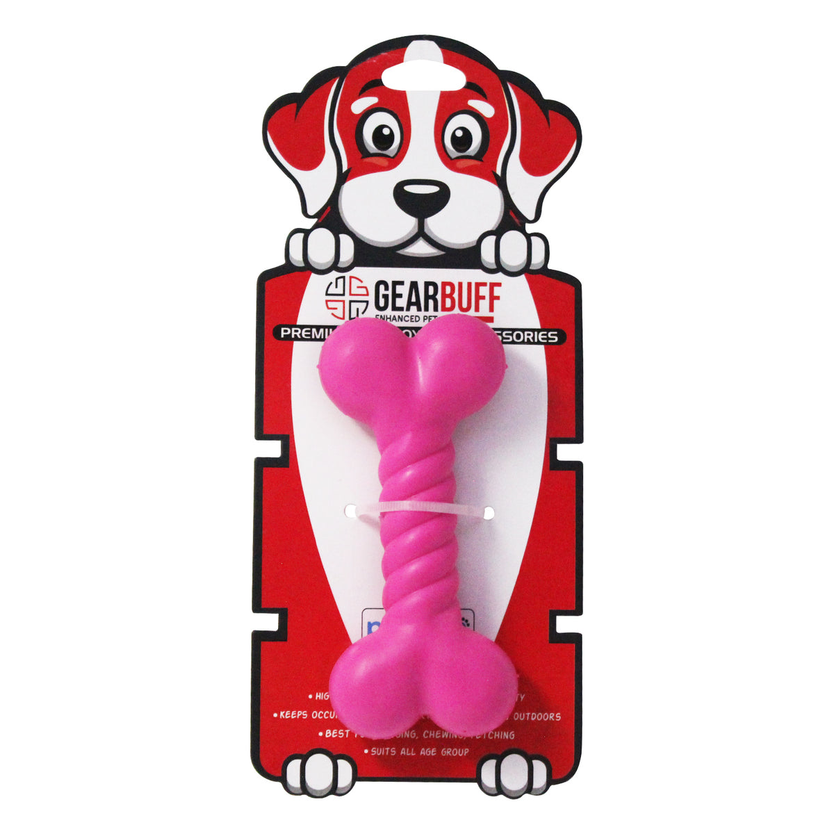 Gearbuff Twirled Bone Chew Toy, Pink