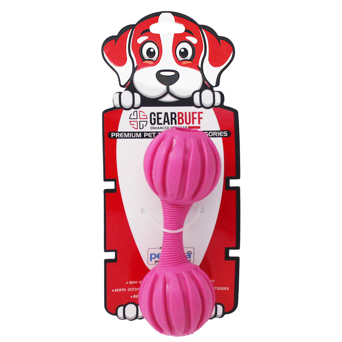 Gearbuff Spiral Dumbbells Dental Chew Toy, Small, Pink