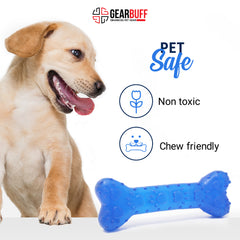 Gearbuff Paw Printed Transparent Bone Toy,Small, Blue