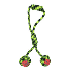 Gearbuff Single Knot Rope Toy with Handle, Medium, Black & Neon Green