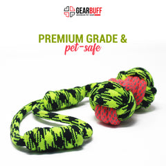 Gearbuff Single Knot Rope Toy with Handle, Medium, Black & Neon Green