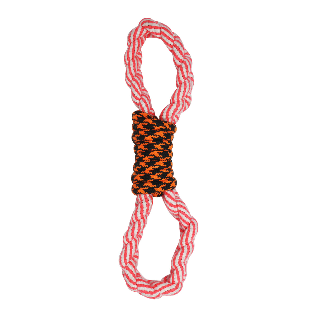Gearbuff Tug No War Rope chew Dental Toy, Orange Black Pink Stripe