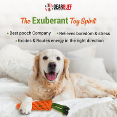 Gearbuff Cord Carrot Rope chew Toy, Orange & Green