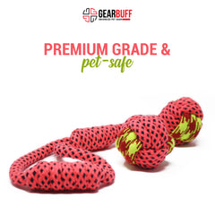 Gearbuff Double Knot Rope Toy, Medium, Flouro Green Maroon with Pink